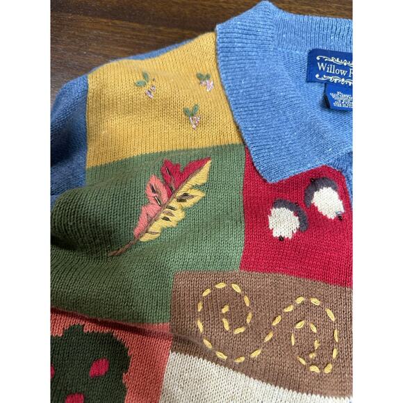 Willow Ridge Embroidered Fall Sweater Leaves Pumpkin Patch Women XL Grandma VTG - Picture 8 of 11